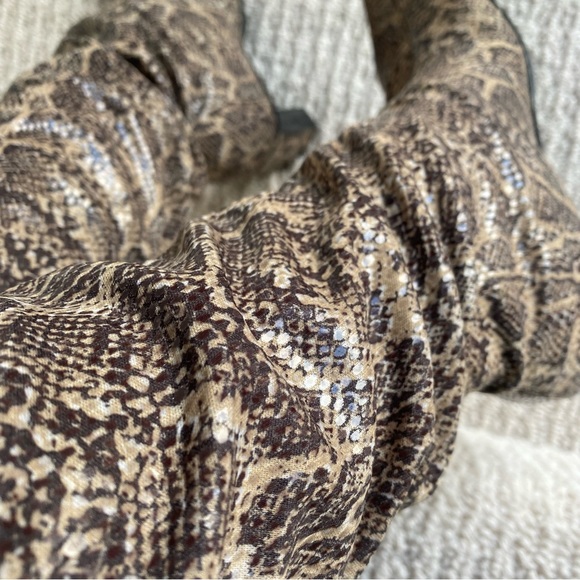 Vintage BCBG MAXAZRIA Knee Boots | Stretch Iridescent Snakeskin Fabric 8.5 - Picture 12 of 15